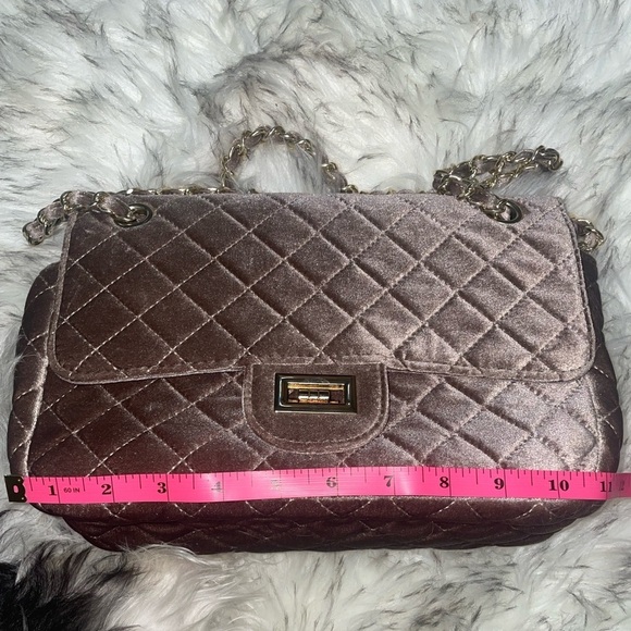 Shoulder bag Quilted velvet flap bag Brown purse chain strap bag - Picture 12 of 12